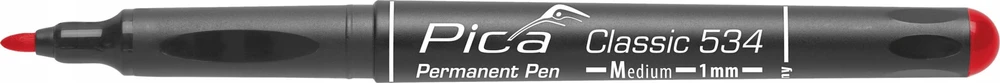 Marker permanentny, raudona, apvalus 1.0 mm, PICA [534/40]