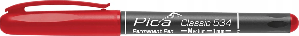 Marker permanentny, raudona, apvalus 1.0 mm, PICA [534/40]