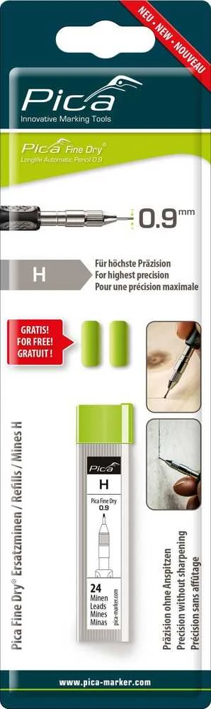 Grafitinės šerdys PICA H 0,9mm, 24vnt.
