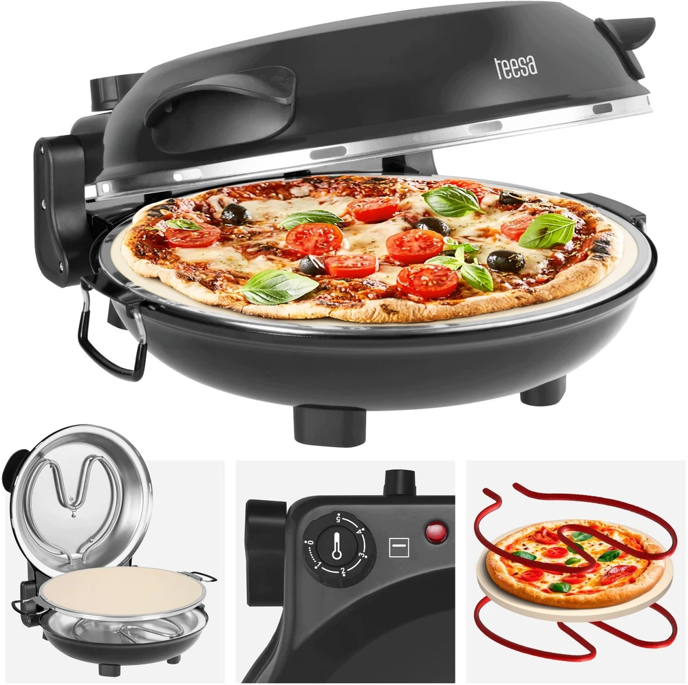 Picos krosnelė TEESA SUPREME FUN 1200W, 420 laipsnių, du kaitinimo elementai, juoda