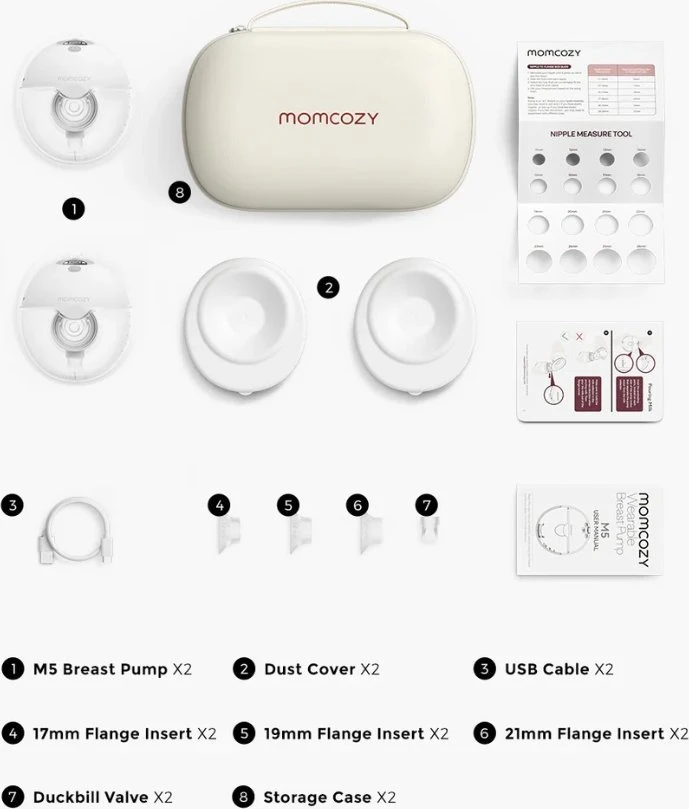 Momcozy dvigubas nešiojamas belaidis pientraukis M5