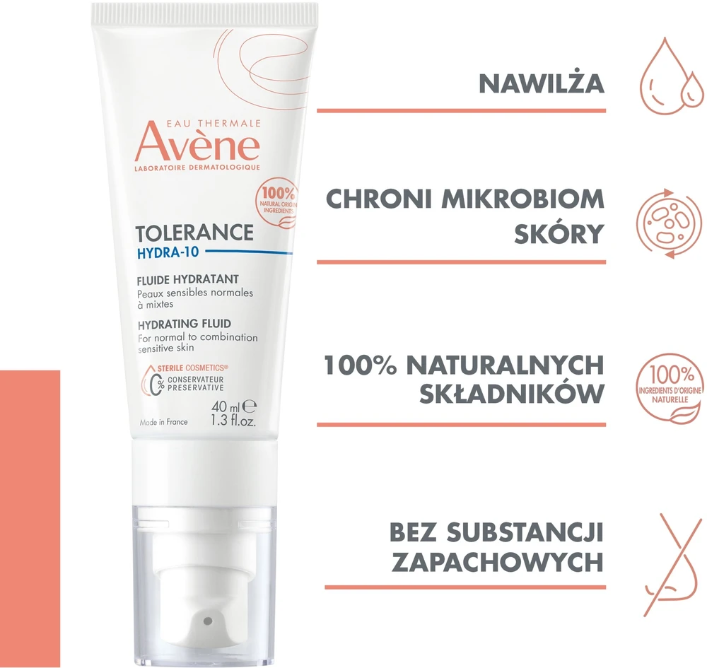 "Avene Tolerance Hydra-10" drėkinamasis veido fluidas 40ml