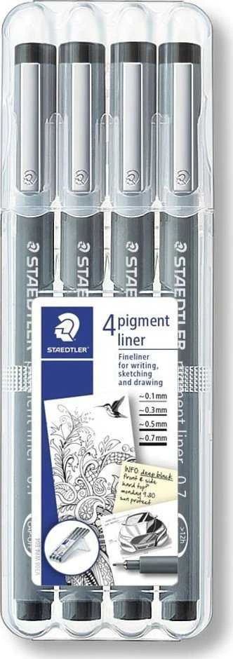 Staedtler Pisak su atramentem pigmentowym komplektas 4 vnt. (0.1 0.3 0.5 0.7mm) Staedtler