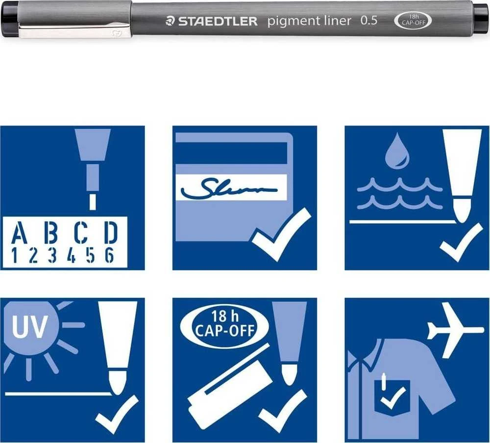 Staedtler Pisak su atramentem pigmentowym komplektas 4 vnt. (0.1 0.3 0.5 0.7mm) Staedtler