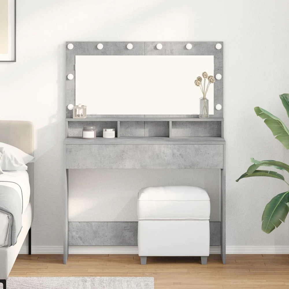 Makiažo stalas Betono pilka 100 x 41 x 135 cm Apdirbta mediena