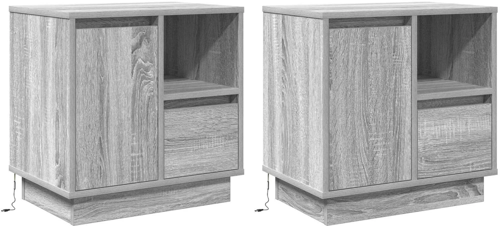 Šalia lovos spintelė su stalčių 2 pcs Pilka 50 x 34,5 x 50 cm