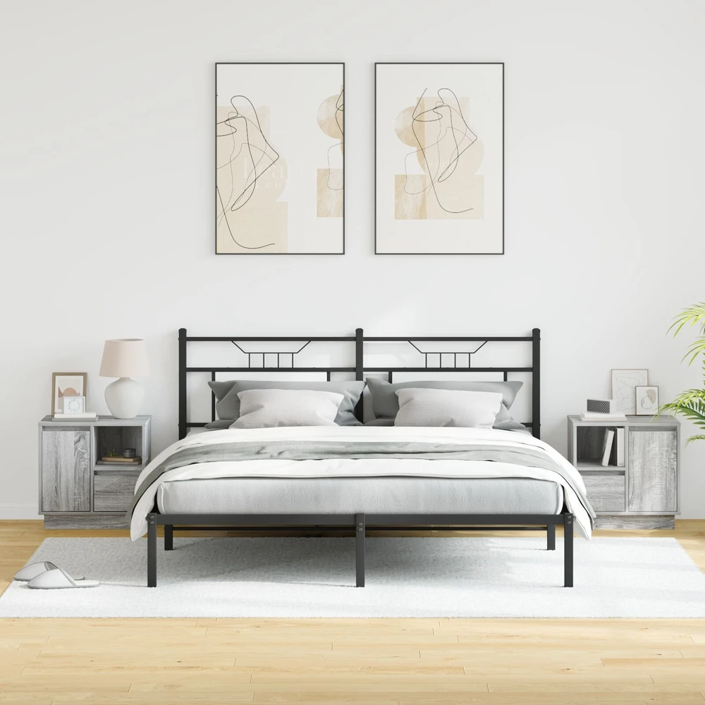 Šalia lovos spintelė su stalčių 2 pcs Pilka 50 x 34,5 x 50 cm