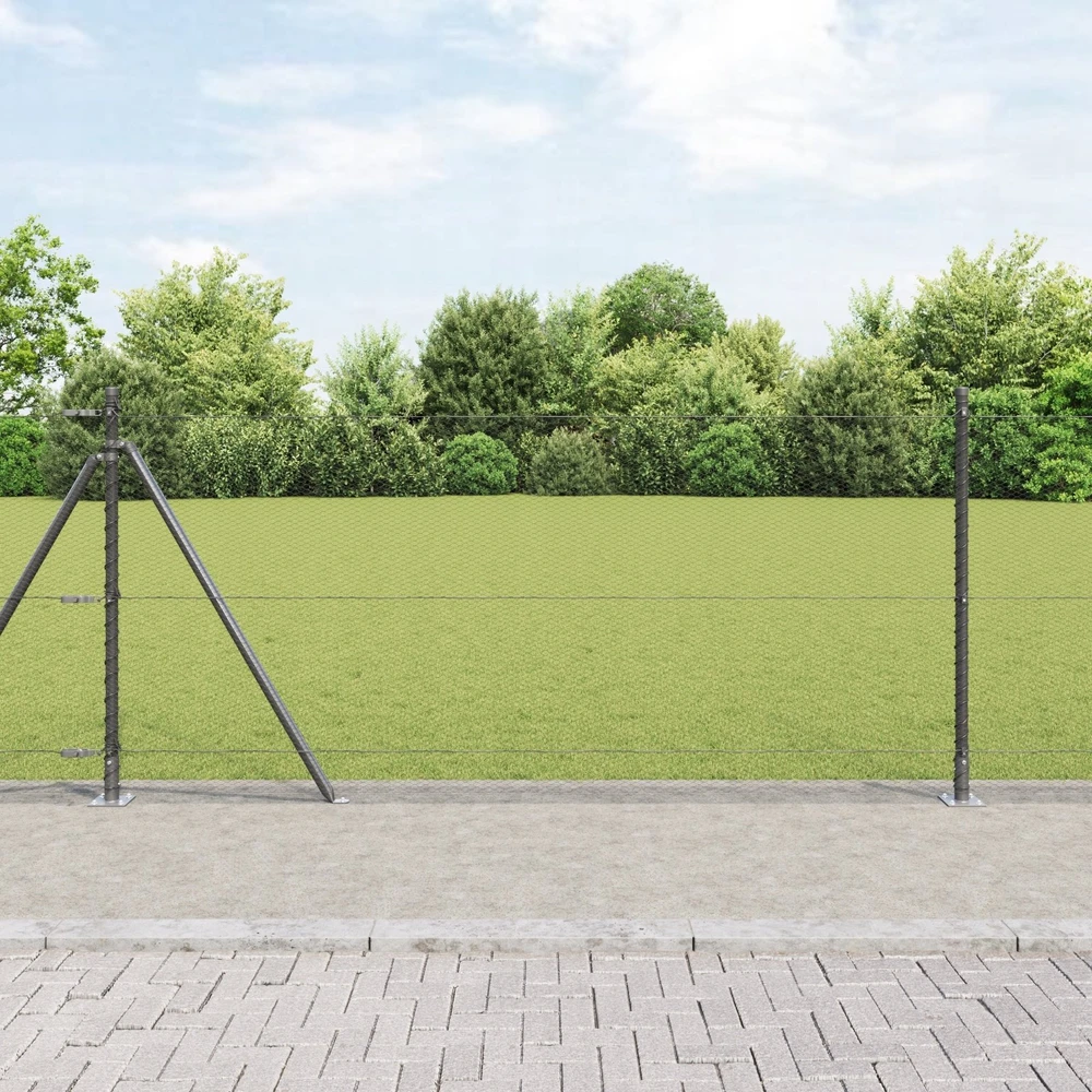 Šešiakampė tvora su betono pagrindu 100 x 1 m Pilka Tinklelis