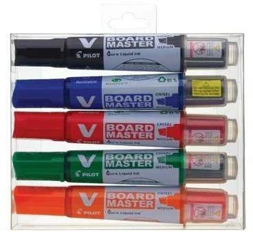 Pilot Pen Žymeklių baltai lentai rinkinys Pilot V Board Master, apvaliu galiuku, 5 spalvos