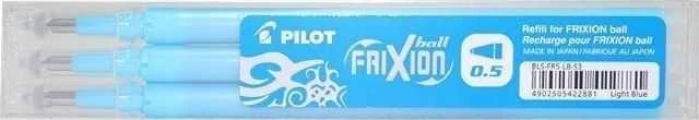 Pilot Frixion 0.5 šviesiai mėlynos šerdys, pakuotė