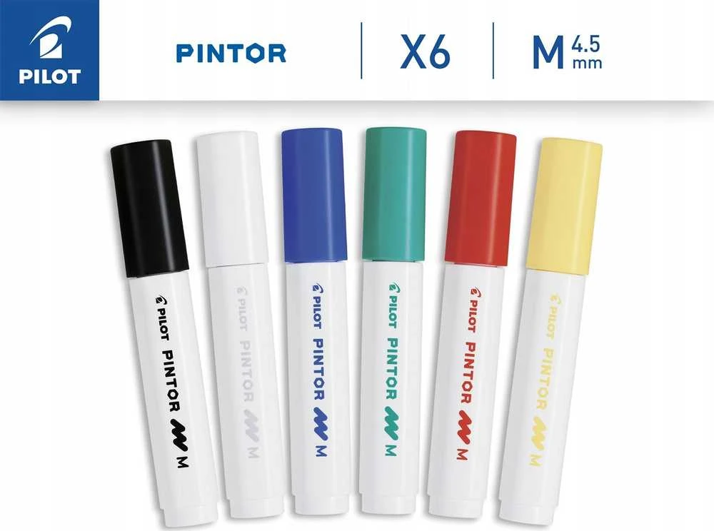 Pilot Pen Permanentinis žymeklis Pultas PINTOR CLASSIC 1.4mm, apvali galvutė, 6 spalvų komplektas