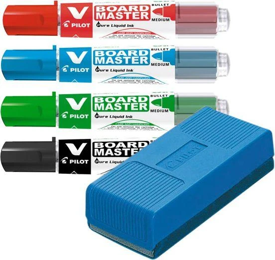 Pilot Pen Žymeklių baltai lentai rinkinys Pilot V Board Master, apvaliu galiuku, 5 spalvos