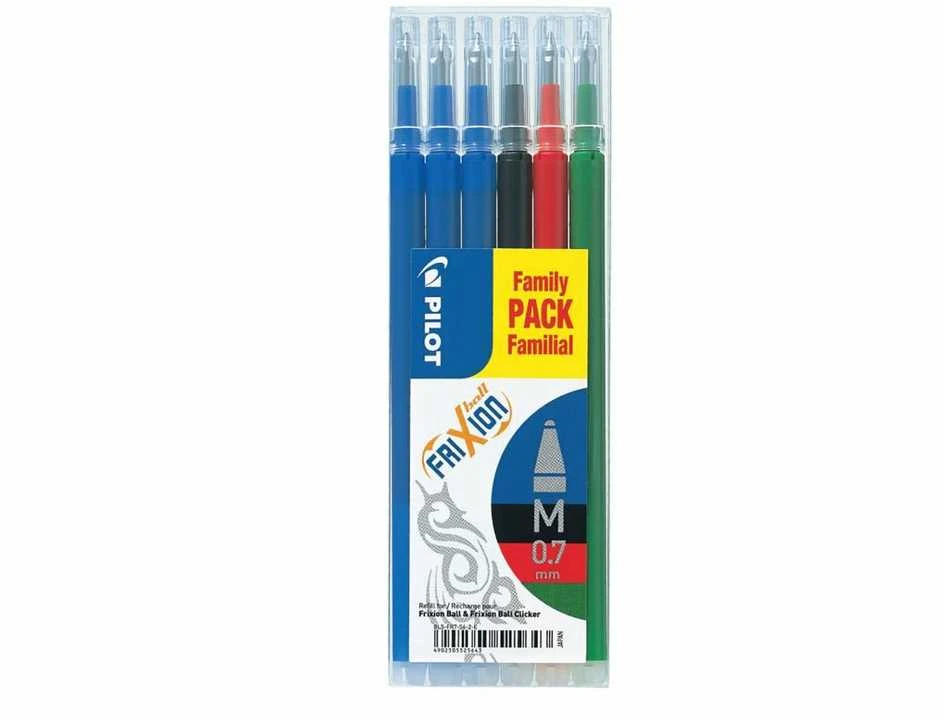 Pilot Pen Papildymas Pilot FriXion Medium 0.7 mm - su 6 vnt. įvairių spalvų