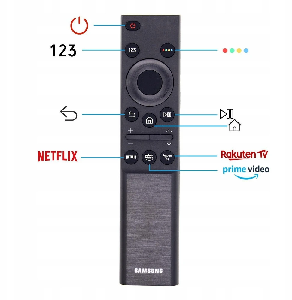 Lamex LXSM-A6 televizoriaus nuotolinio valdymo pultas, LCD televizorius, „Samsung SMART“ / „NETFLIX“ / „Prime Video“ / „Rakuten“.