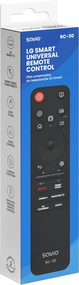 Savio RC-30 nuotolinio valdymo pultas IR/Bluetooth su mygtukais