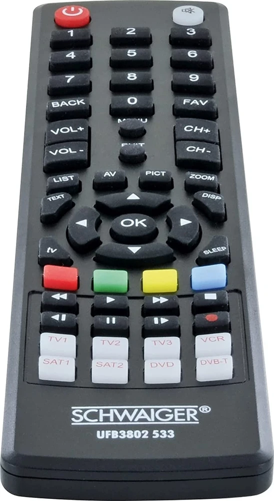Pilot RTV Schwaiger Schwaiger Universalfernbed. 8 in 1 vorprammiert juodas