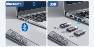 Pristatymų pultelis - Norwii N95 Plus BLE, raudonas ir žalias lazeris, USB-A/USB-C, 100 m, 300 mAh, 31 g