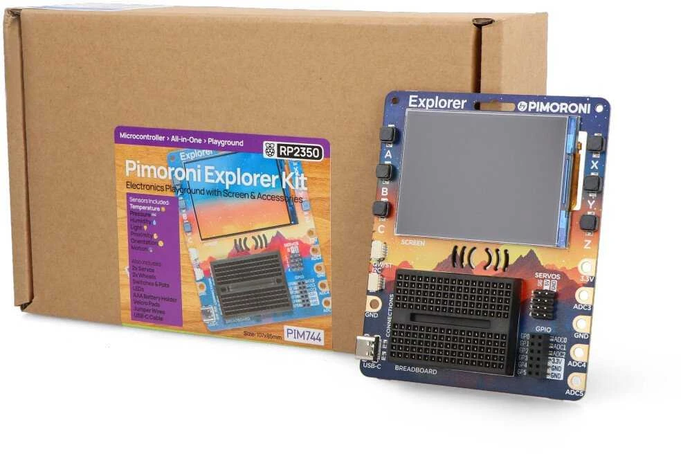 PiMoroni Explorer – kūrimo plokštė su RP2350B moduliu ir 2.8 colio LCD ekranu + priedai – PiMoroni PIM744
