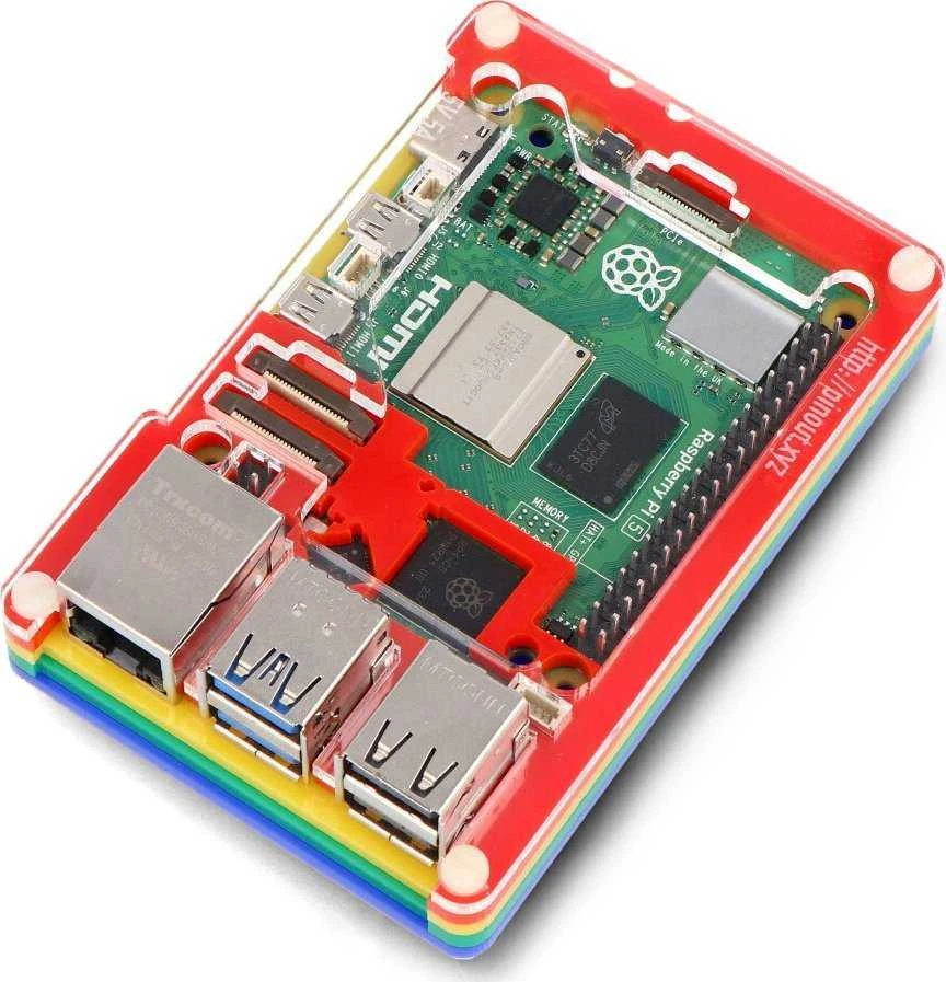Pibow Coupe 5 – Raspberry Pi 5 laipsnių – Rainbow – PiMoroni PIM678