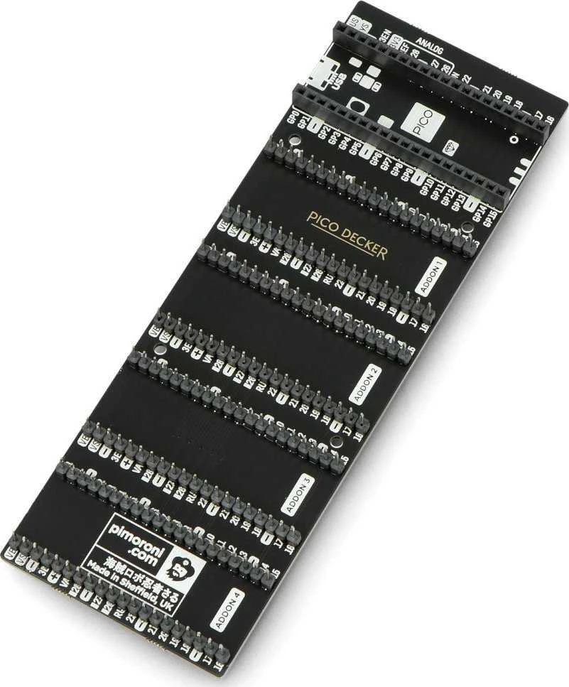 Pimoroni Pico Decker išplėtimo plokštė su keturiomis jungtimis
