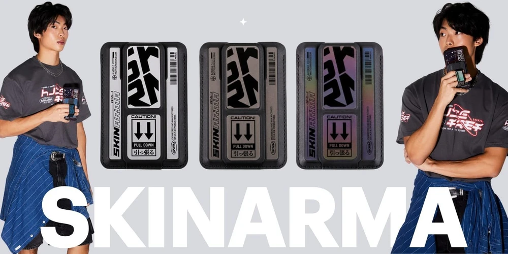 Dėklas Wallet Skinarma Kado Kira Kobai Mag-Charge Grip Stand gunmetal