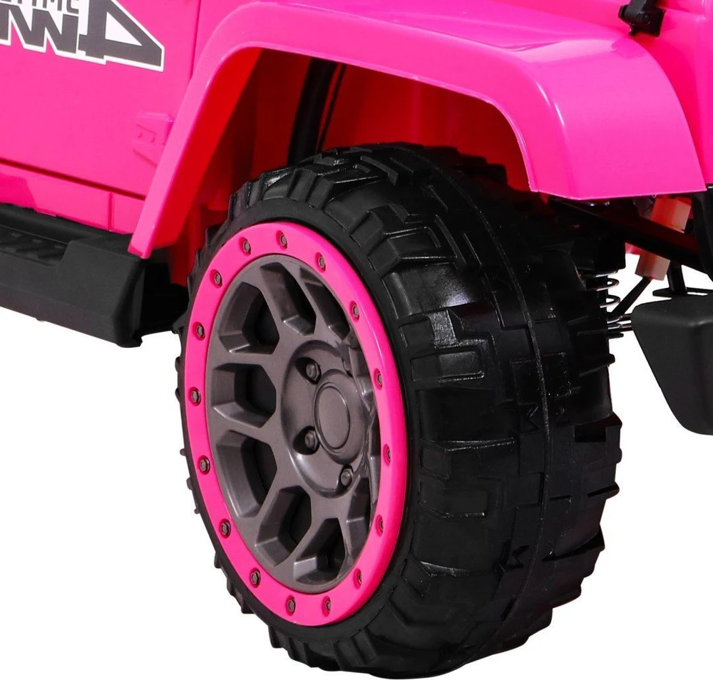 Ramiz Visureigis "Full Time 4WD" vaikams Rožinis + 4x4 pavara + Nuotolinio valdymo pultas + LED garso signalas + Daiktadėžė