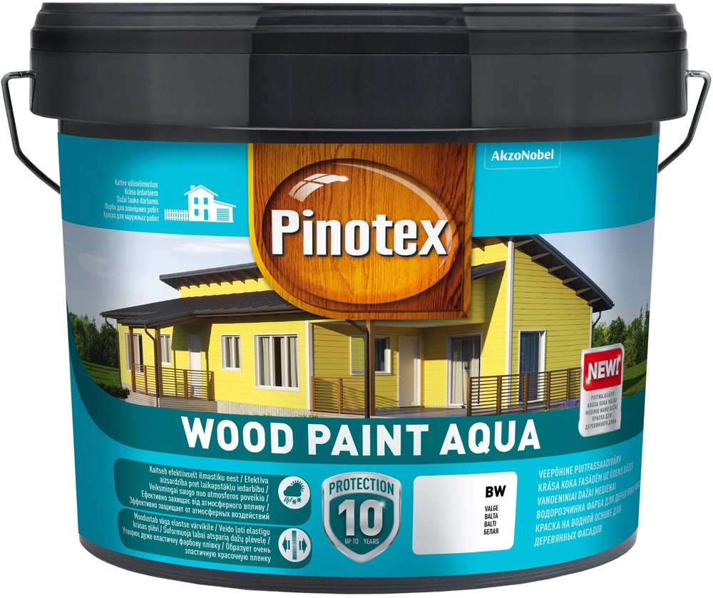 Medinių fasadų dažai PINOTEX WOOD PAINT AQUA, BW bazė, 9 l