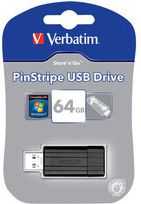 Verbatim PinStripe USB atmintukas 64 GB USB A tipo 2.0 Juoda