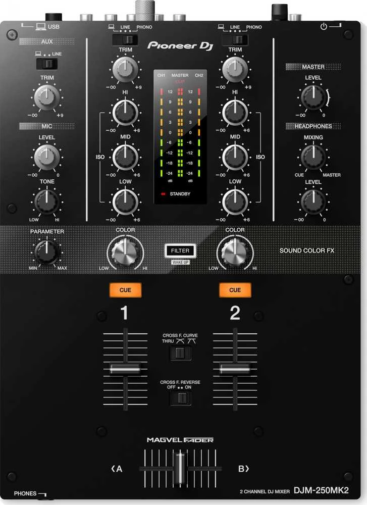 DJ mikserinis pultas Pioneer DJM-250MK2, Juodos spalvos