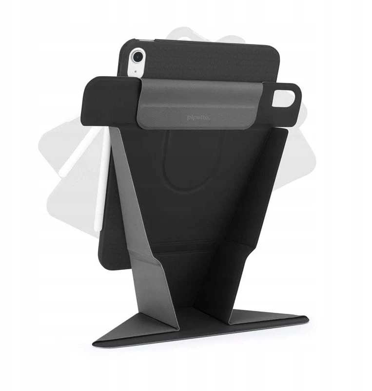 Pipetto Origami No6 Stand dėklas, juodos spalvos – iPad Air 10.9″ (2022/2020)/11″ 2024/2025/2026