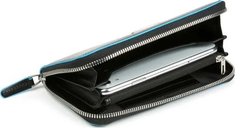 Piquadro, Mėlyna Square, Leather Wallet, Juodas, For Women