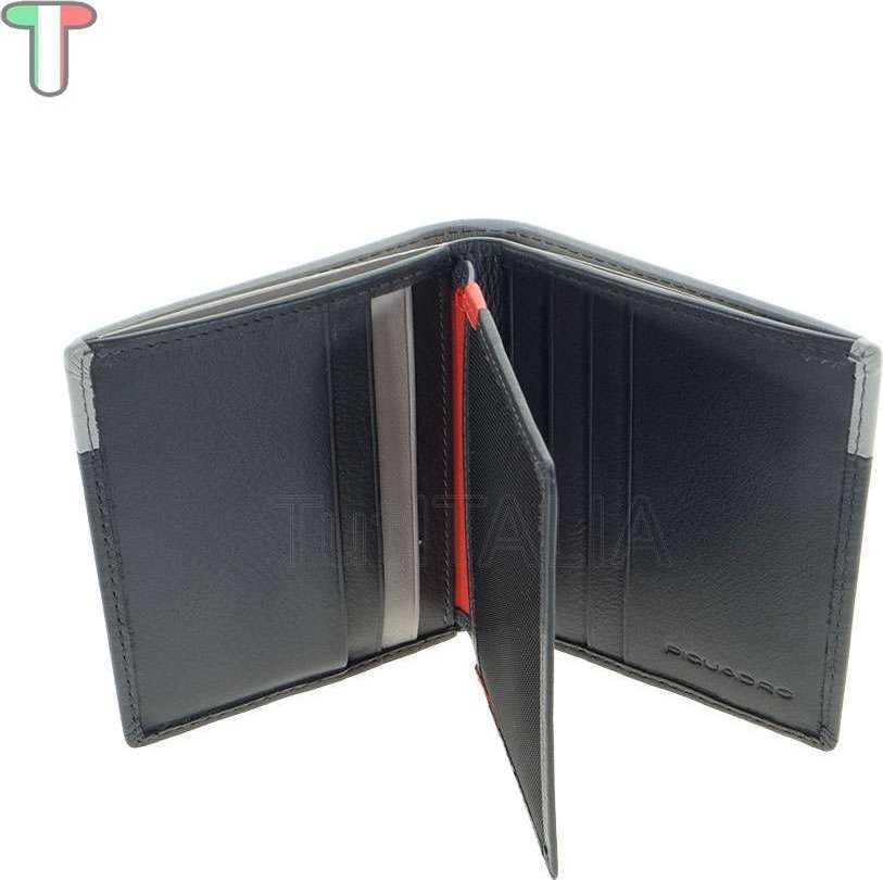 Piquadro, Piquadro, Leather Wallet, For Back And Credit Cards, Juodas, Gray, For Men