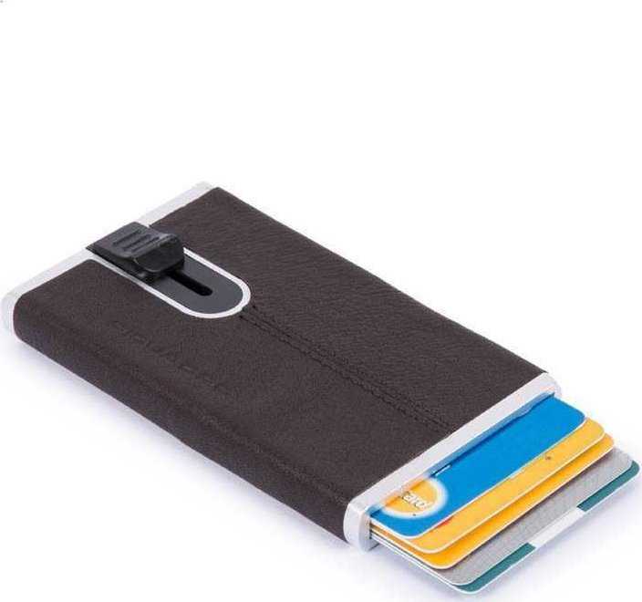 Piquadro, Juodas Square, Odinis vizitinių kortelių dėklas, Kvadratinė slankiojanti sistema, PP4825B3R-TM, Ruda, Vyrams
