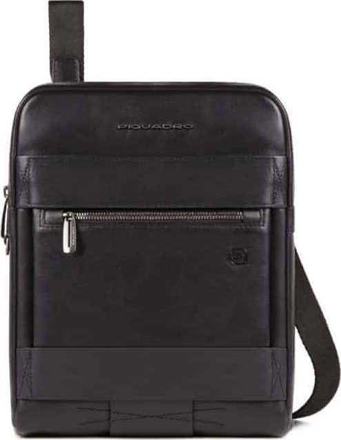 Piquadro, Obidos, Small, Leather Crossbody Bag, Juodas, 22 x 28 x 5 cm, For Men