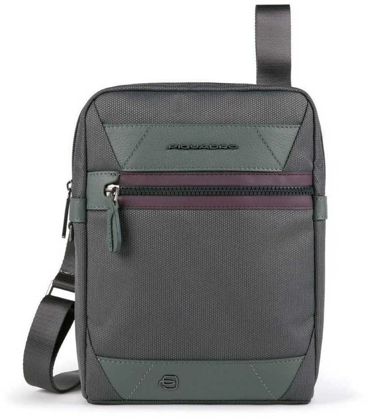Piquadro, Trakai, Shoulder Bag, Textile Crossbody Bag, Žalias, 16 x 22 x 4 cm, For Men