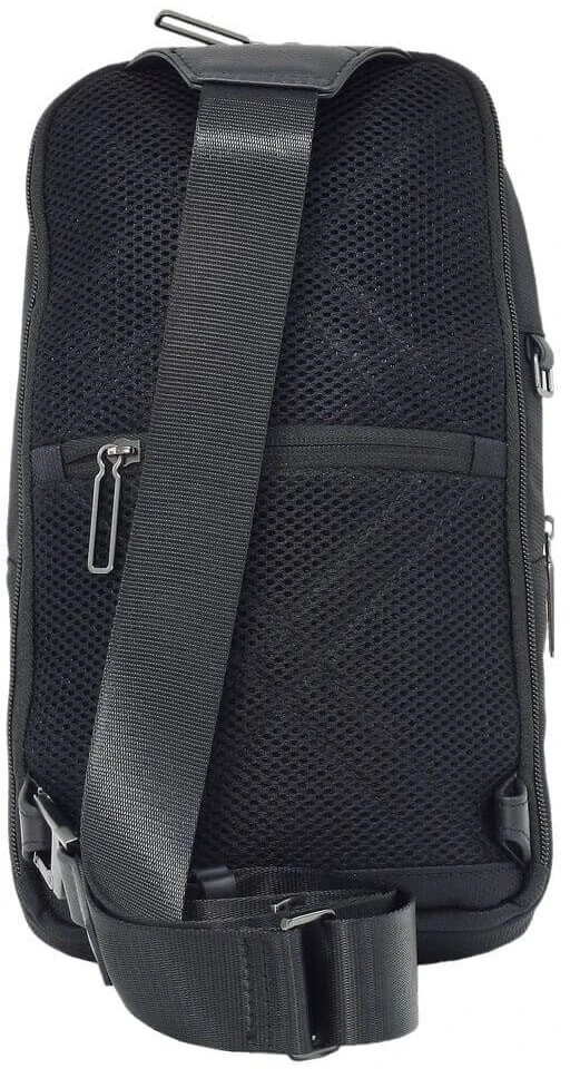 Piquadro, Trakai, Leather - Fabric, Mono Sling, Textile Crossbody Bag, Juodas, 42021990, 31 x 18 x 7 cm, For Men