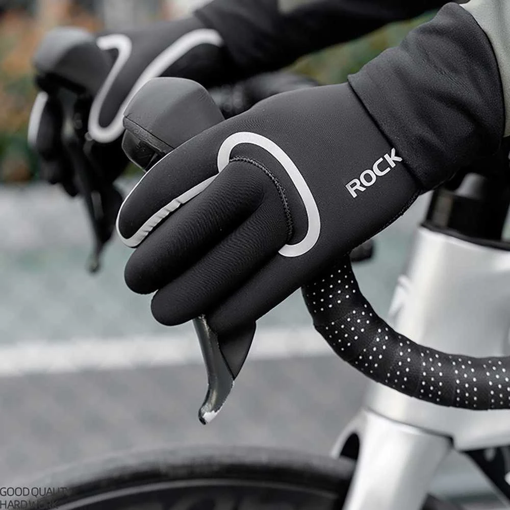 Rockbros full waterproof cycling pirštinės, size: S/M – juodos spalvos