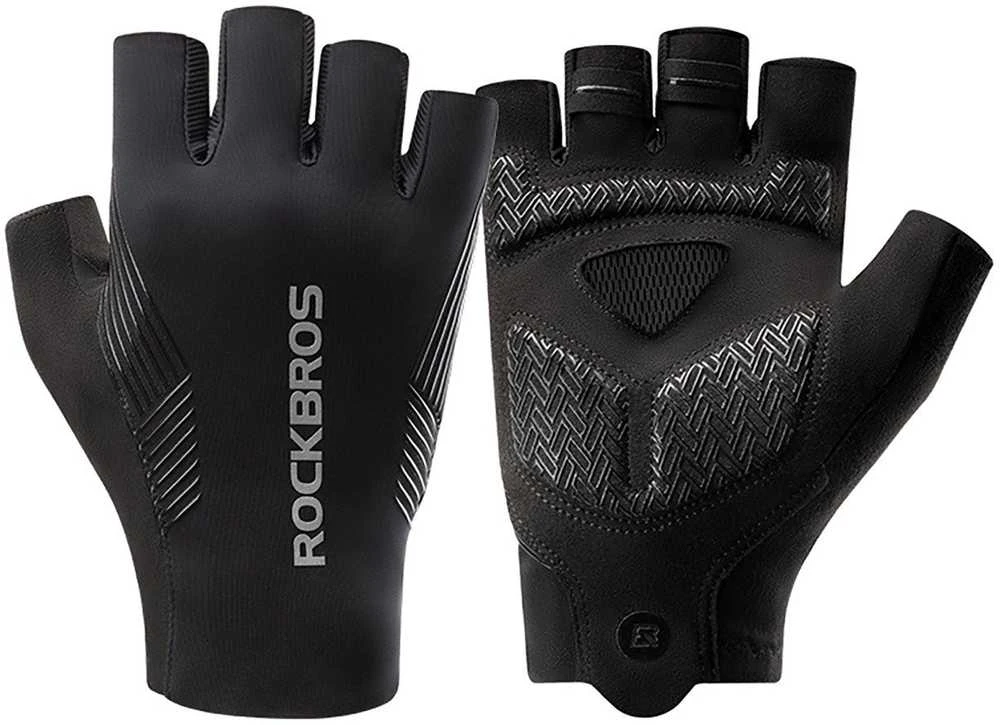 Rockbros cycling pirštinės spring/summer/autumn, short fingers, size: XXL – juodos spalvos