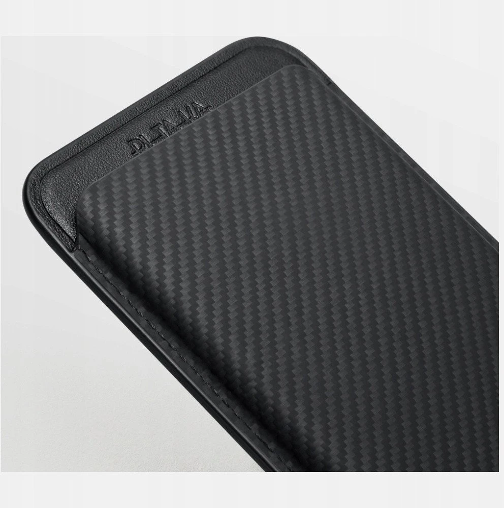Dėklas Magnetic wallet PITAKA Woven Wallet MagSafe for phone juodos spalvos pilkos spalvos