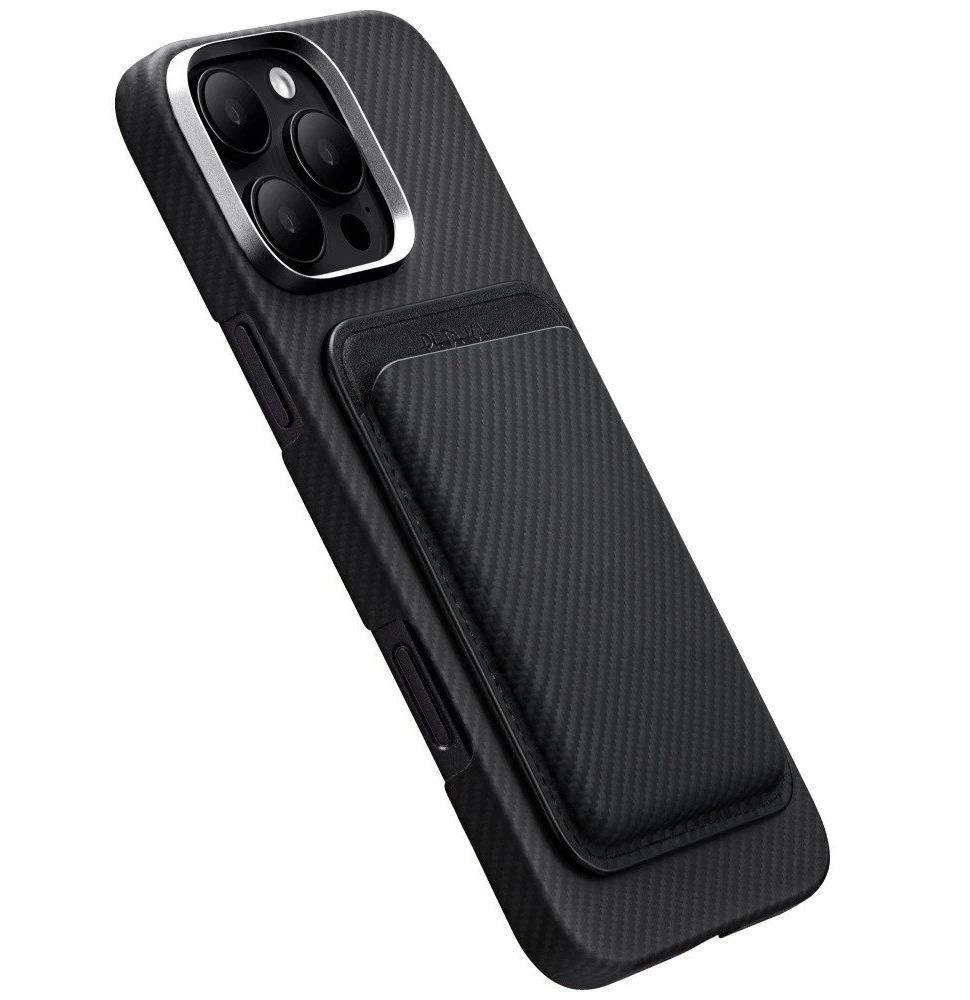Dėklas Magnetic wallet PITAKA Woven Wallet MagSafe for phone juodos spalvos pilkos spalvos