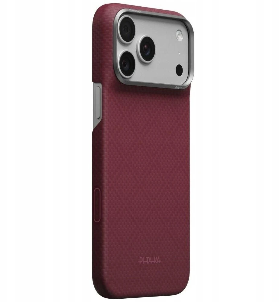 Dėklas PITAKA Edge Argyle MagSafe, skirtas iPhone 18 Pro Max / 17 Pro Max, bordo spalvos