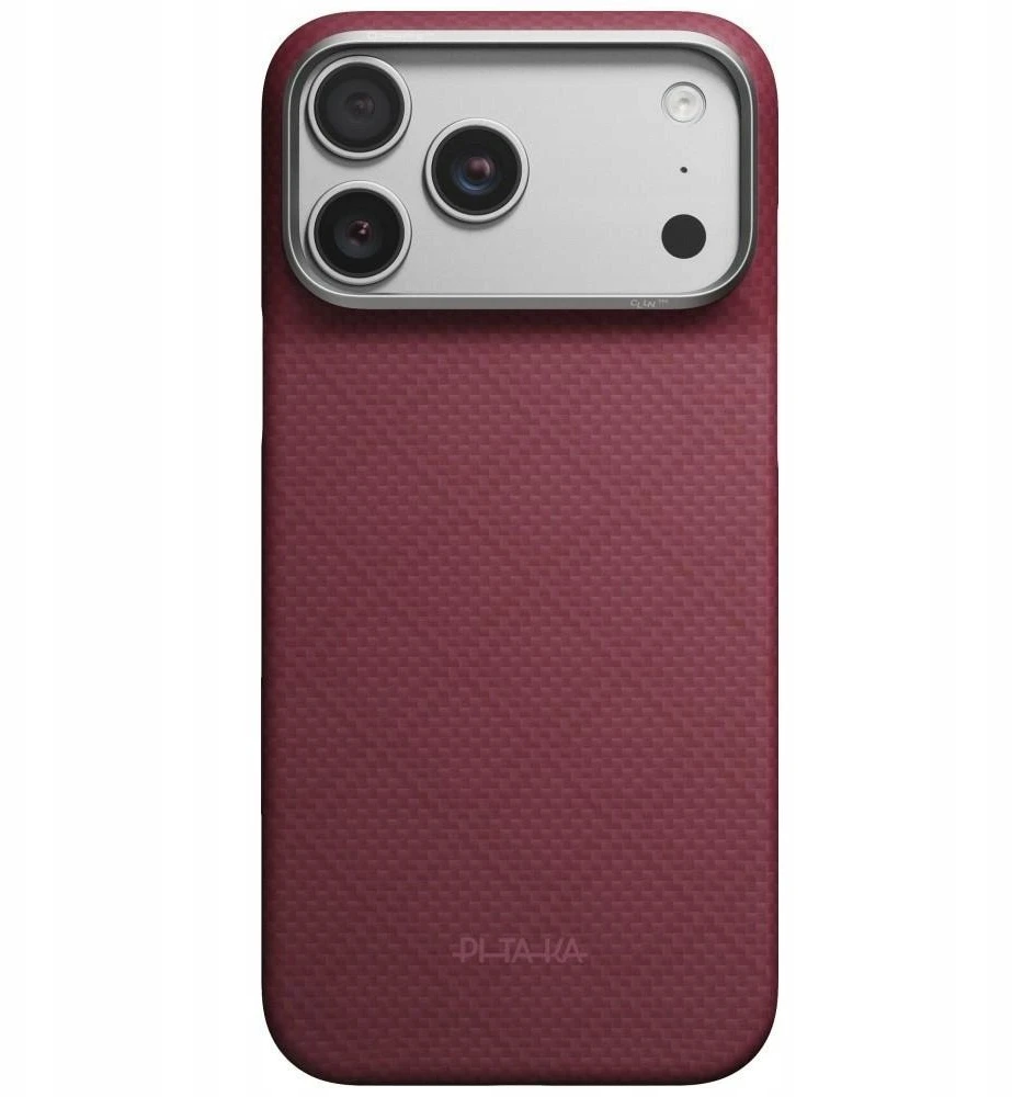 Dėklas PITAKA Edge Argyle MagSafe, skirtas iPhone 18 Pro Max / 17 Pro Max, bordo spalvos