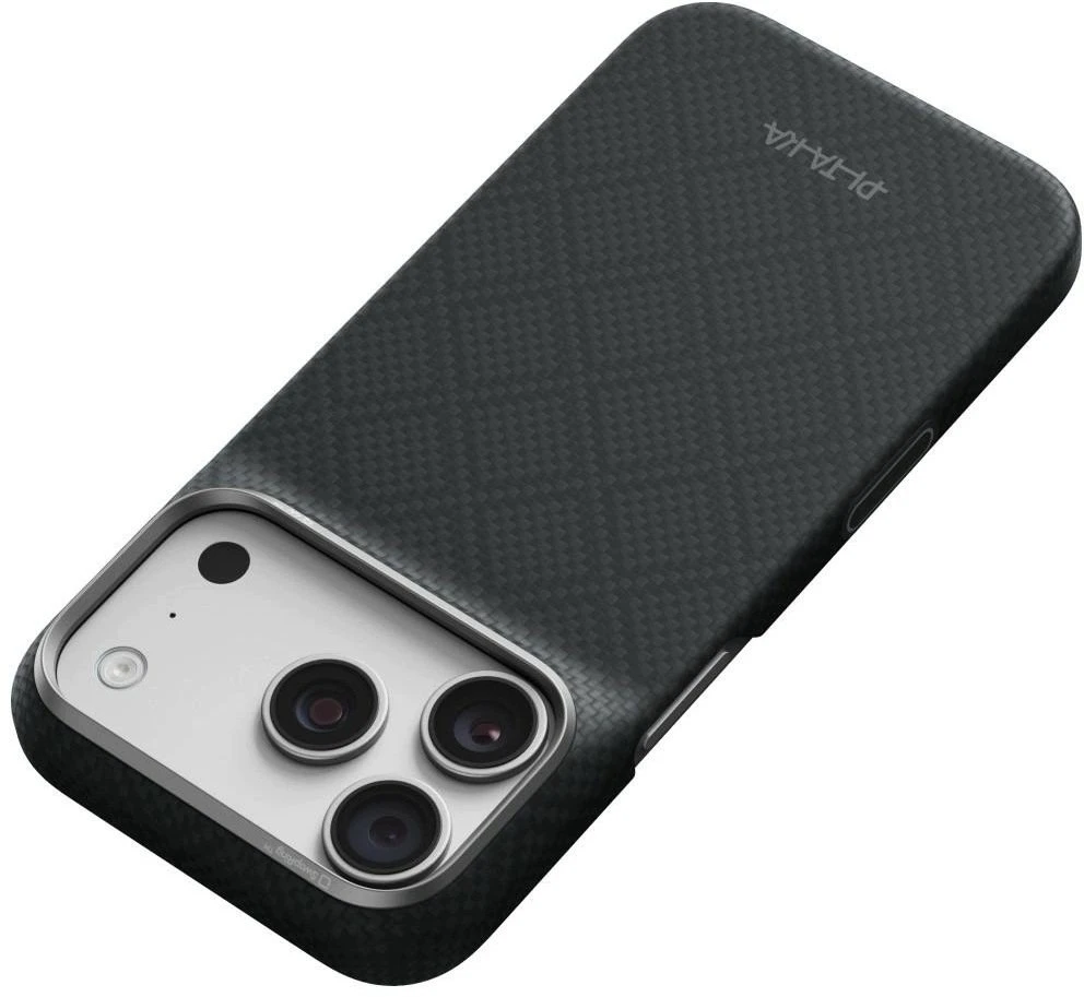 Dėklas PITAKA Edge Argyle MagSafe, skirtas iPhone 18 Pro / 17 Pro, bazalto juodas
