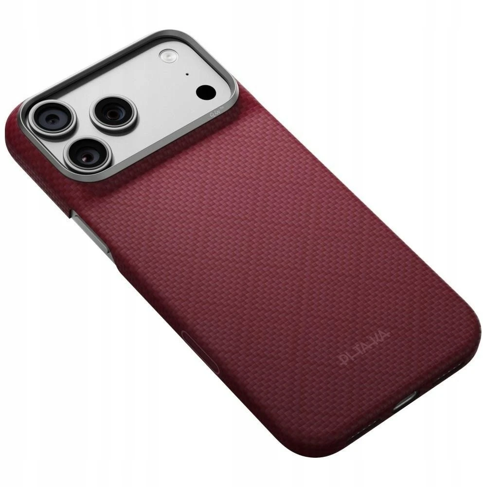 Dėklas PITAKA Edge Argyle MagSafe, skirtas iPhone 18 Pro Max / 17 Pro Max, bordo spalvos