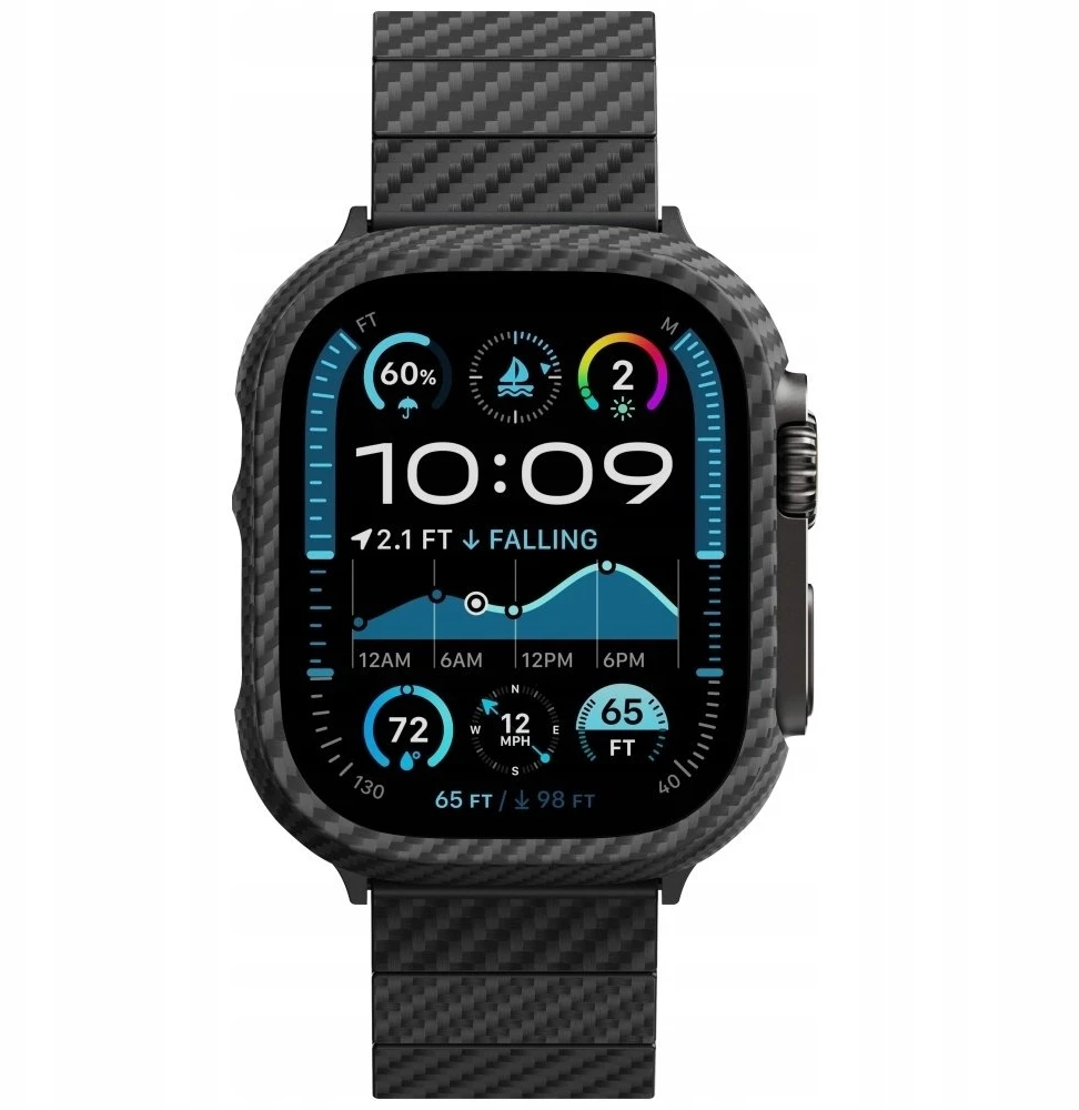 Dėklas PITAKA Air Case do Apple Watch Ultra 1/2/3/4 (49 mm) juoda-pilka