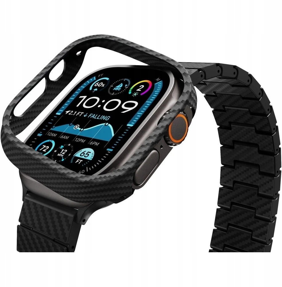 Dėklas PITAKA Air Case do Apple Watch Ultra 1/2/3/4 (49 mm) juoda-pilka