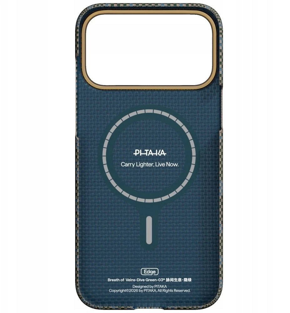 PITAKA Edge Dėklas Breath of Veins for Apple iPhone 17 Pro dive žalias
