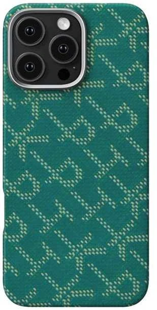 Pitaka Lytėjimo austas dėklas, PTK žalias / auksinis – iPhone 16 Pro
