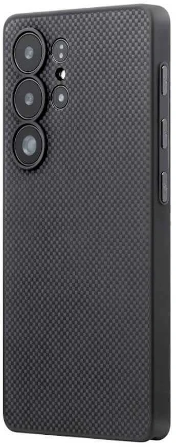 Dėklas Pitaka PIN Button Case, Juodas/Pilkas Plain - Samsung Galaxy S25 Ultra