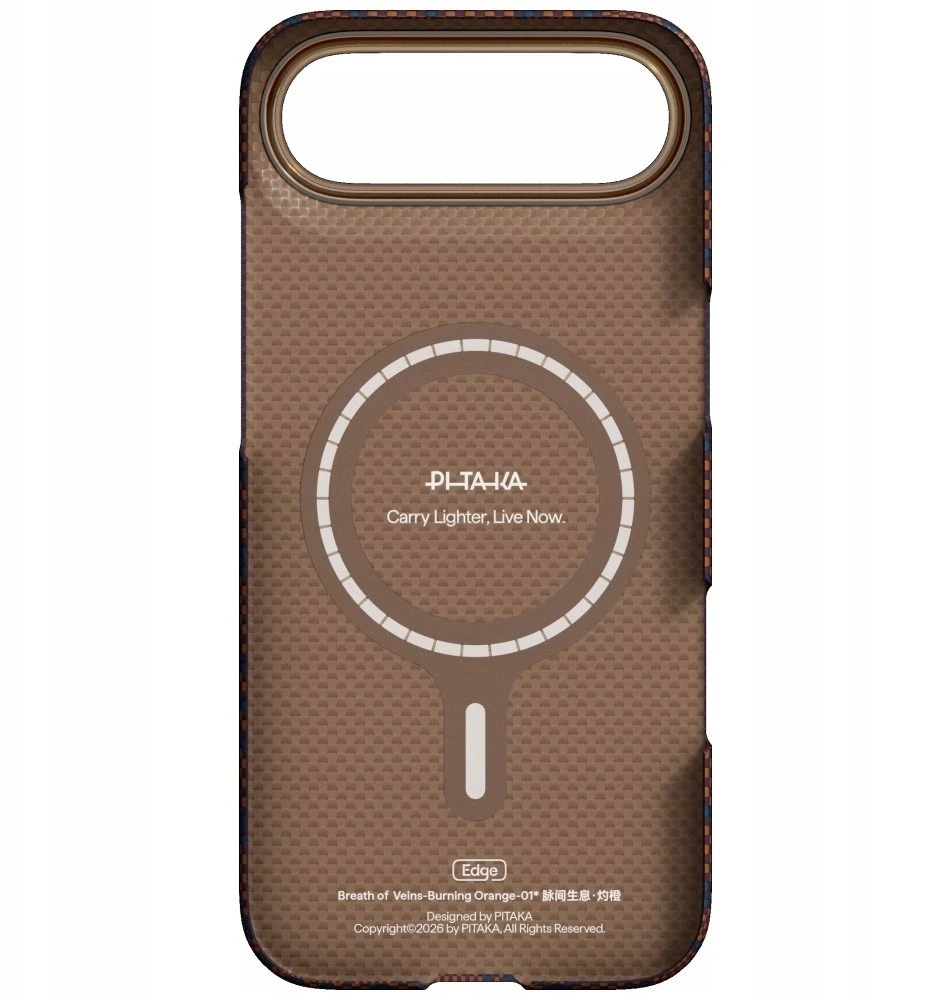 Dėklas PITAKA Edge Case Breath of Veins do iPhone Air burning oranžinis